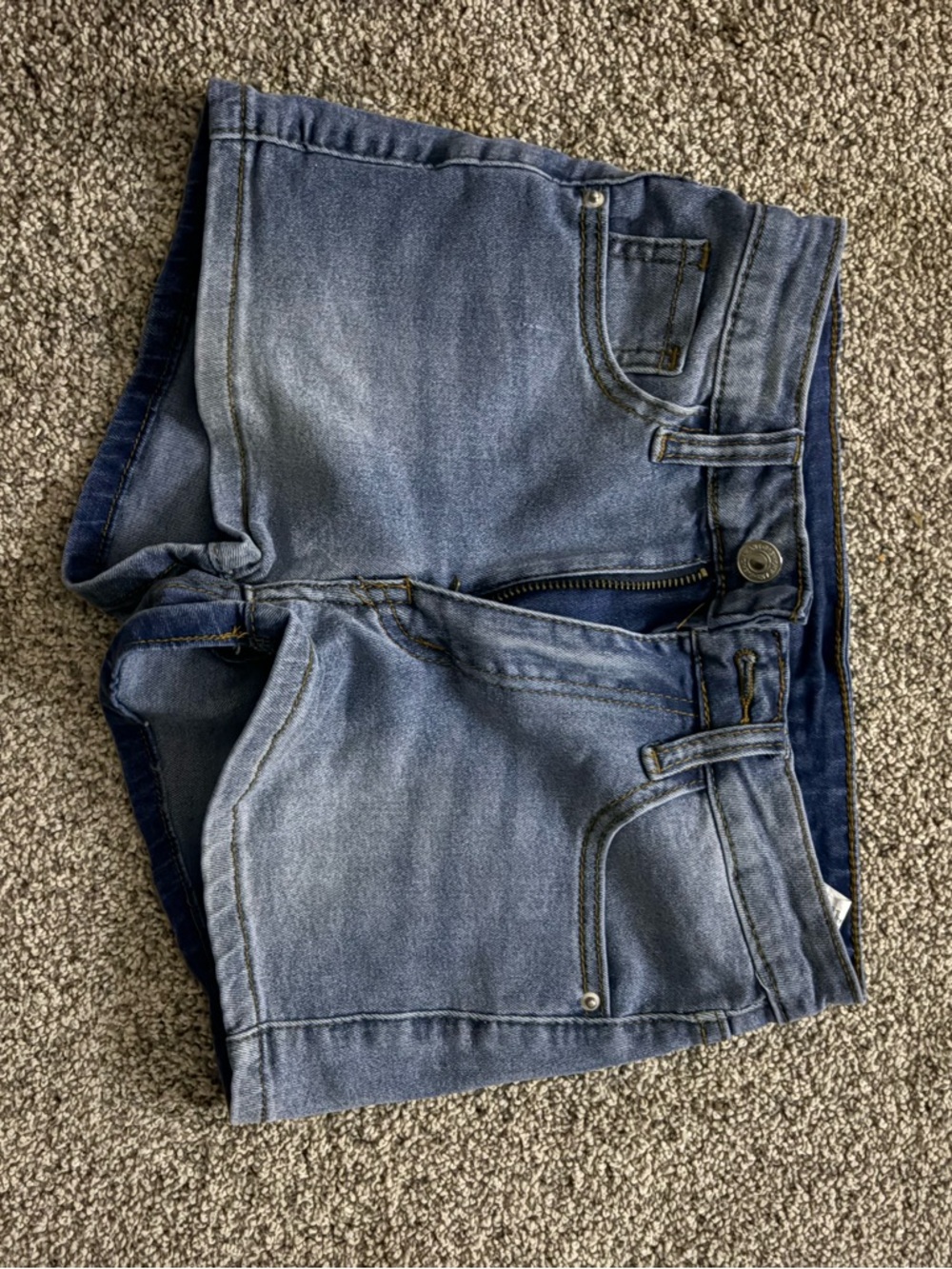Denim Mid-Blue High-Waist Shorts